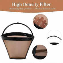 2 Pcs Reusable Coffee Filters, Golden Stainless Steel Mesh Pour Over Coffee Dripper, Cone Shape with Handle for Home Office