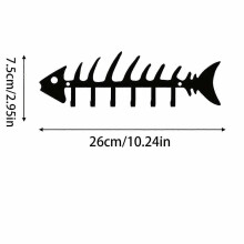 Metal Fishbone Wall Hooks, Minimalist Key Holder for Storage and Wall Decoration, Black
