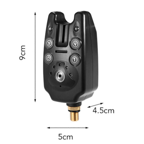 2X Carp Fishing Bite Alarm with Volume Sensitivity Control & LED Indicator Black 2
