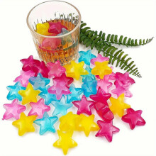 Reusable Star Shaped Ice Cubes for Drinks, 24 Pcs Colorful Plastic Ice Cubes Without Diluting, Refreezable for Coffee Wine Whiskey Cocktails