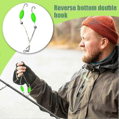 Double Reverse Fish Hook Set Tangle-Free Split Hook Anti-Shock Smooth Shallow Deep Water 1