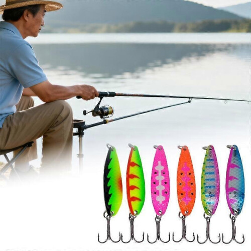 Professional Treble Hook Spinner Lures Set with Sequins Spoon Swimbaits for Saltwater 2
