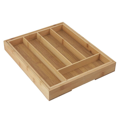 Bamboo Drawer Silverware Kitchen Knives Storage Box Desktop Organizer Tool for Cutlery Stationery Storage Solution 1