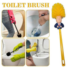 (B and base) Make Your Toilet Great Again Trump Toilet Brush & Bowl - Funny Novelty Bathroom Cleaning Scrubber Tool with Holder, Prank Gag Gift