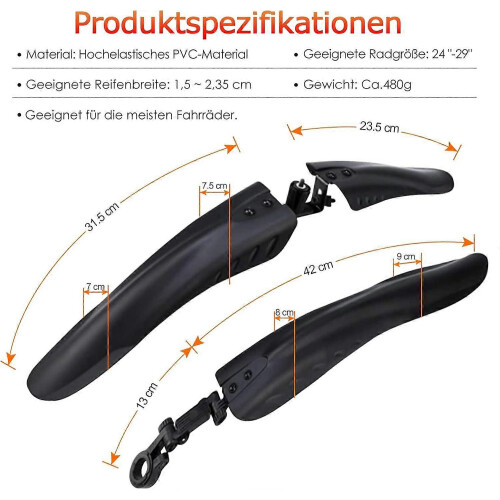 MTB Fender Set 24-29 inch Mudguard Splash Dirt Protection 1