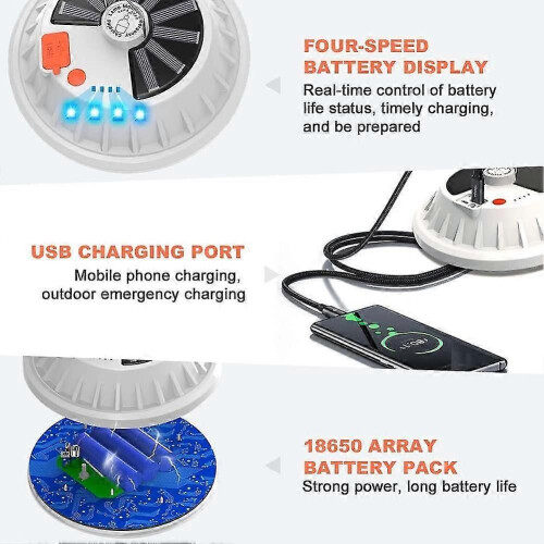 Solar Camping Light 120 LED Hanging Remote Control IP65 Waterproof Rechargeable Tent Light 2
