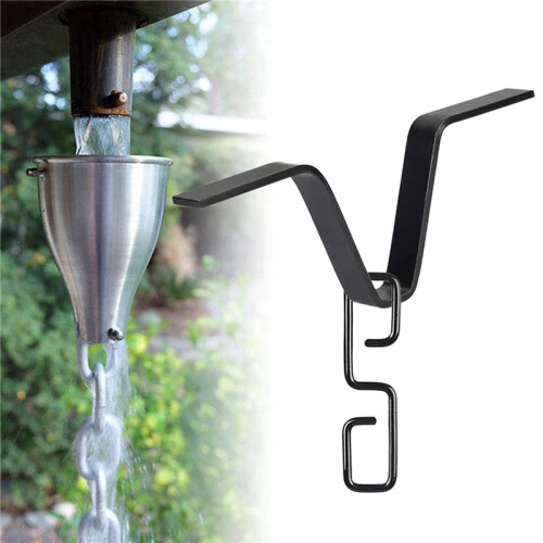 3X Rain Chain Gutter Adapter, Black V-Shaped Rain Chain Adapter with S-Shaped Hook, Rain Chain Hook 2