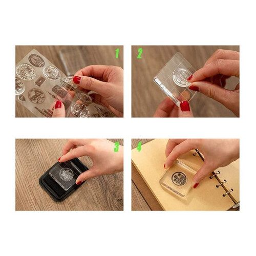 12 Pieces Stamp Blocks Acrylic Clear Stamping Blocks Tools with Grid Lines for Scrapbooking Crafts Making 2