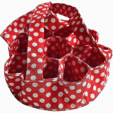 (Red) Portable Egg Collecting Basket Storage Bag Canvas Holder for Preventing Eggs Collision When Going Out Shopping