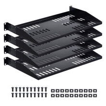 Étagère Rack Serveur Réseau 1U-Duoku-Lot de 4-Profondeur 25,4 cm-Capacité de Charge 22,68 kg-avec Plateau Perforé