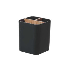 (Black) Bathroom Storage Organizer with Three Compartments for Toothbrushes, Toothpaste, Electric Toothbrush, Floss and Shaving Tools