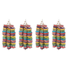 4X Toys for Large Birds Cardboard Bird Toys African Grey Toys Natural Wooden Bird Cage Toy with Clip