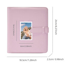 (Love) PU Leather Photo Album with Transparent Window, 273 Pockets for Mini Film Prints, Secure Strap Closure