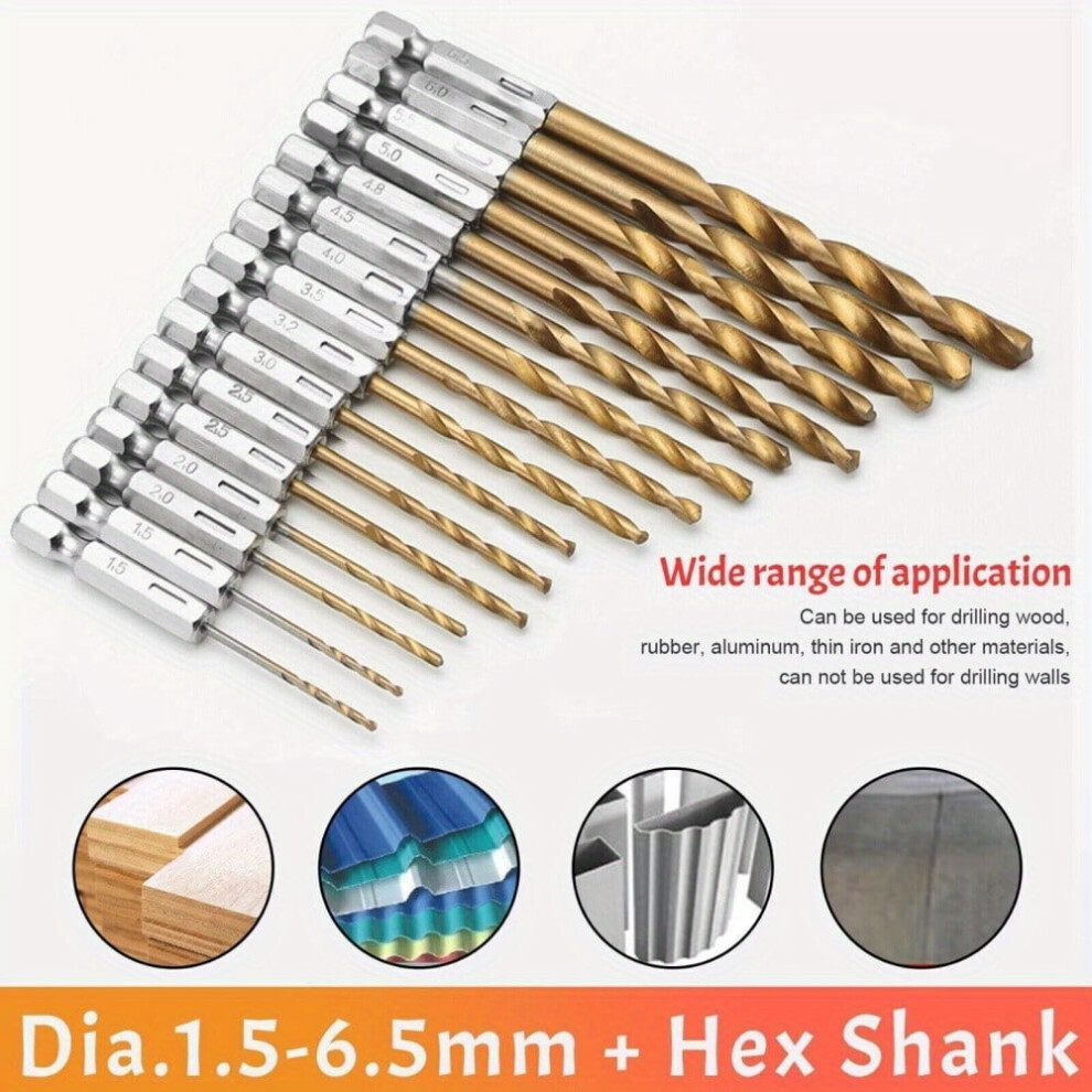 Titanium-Coated Hss Drill Bit Set Hex Shank 32Pcs 9027700363076