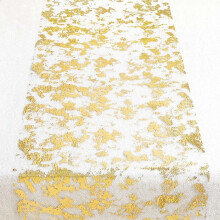 4Pcs Table Runner, Sparkling Polyester Tulle Ribbon Roll with Gold Foil,Birthday Party Wedding Christmas Decor