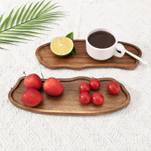(Peanuts) Acacia Wood Cloud Shaped Serving Tray, Natural Wood Grain Recessed Groove, Scald Resistant for Tea Coffee Dessert, 7.36x4.52x0.60 Inches