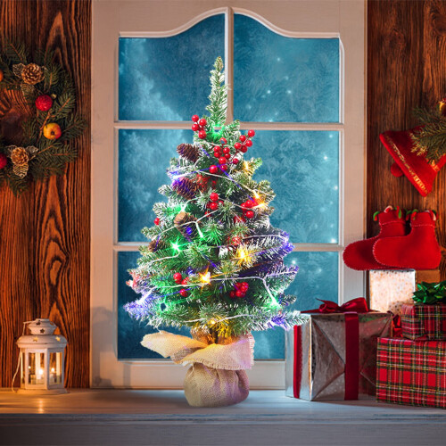 Mini Flocked Christmas Tree Desktop Decoration 2