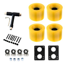 80A Skateboard Wheels Replacement with Bearings Longboard PU Wheels Wheels Street Upgrade Replacement, Yellow