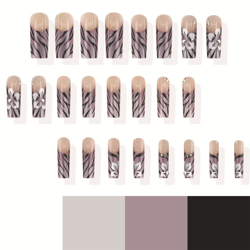 Roc-Electron 24Pcs Nude French Tip Fake Nails, Long Lasting