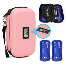 Mála Cuisniú Insulin 24 Uair Mála with Meán Inslithe Le 2 Phacáiste oighir Leigheas Lasmuigh Cás Taistil Pink