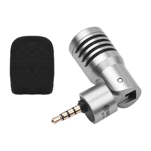 BOYA BY-P4 Mini Microphone with Windscreen 3.5mm TRRS for Smartphone Tablet Laptop Vlog Interview