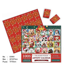 24 boîtes Puzzle 1000 pièces Puzzles de Noël Puzzle Compte à rebours Calendrier Chien de Noël