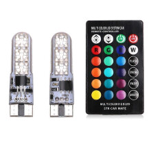 Lampada laterale per automobile in silicone RGB con telecomando t10-6smd 5050
