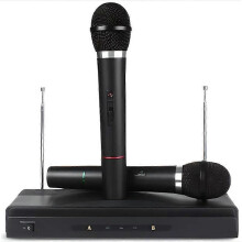 Microphone FM sans fil PRO, 2x, pour chanter, DJ, karaoké, spectacle, fête, Studio