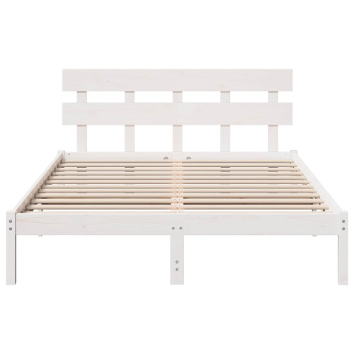 VidaXL vidaXL Bed Frame with Headboard White 150 x 200 cm Solid Pine wood 1