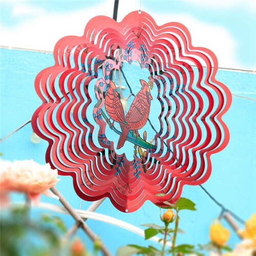 3D Wind Spinner Redbird 12 Polegadas Jardim Corte a Laser Pendurado Wind Spinners Metal Kinetic Yard Art Deco DecoraçãO Interna/Externa 1