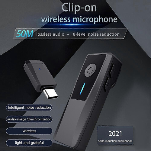 2,4G Mini Clip-on Ασύρματο μικρόφωνο Plug and Play Ακουστικό οθόνης 50m για Smartphon 1