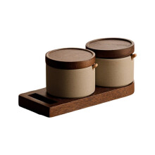 Japanese Style Ceramic Spice Jar Set Kitchen Clay Condiment Storage Containers for Salt Pepper Chili Powder Ideal 2pcs