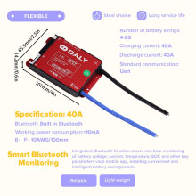 Daly BMS 4S-8S UART BMS Daly BMS Lifepo4 4S-8S Li-Ion LTO LiFePO4 Li-Ion LTO Placa de Protección de Batería 40A