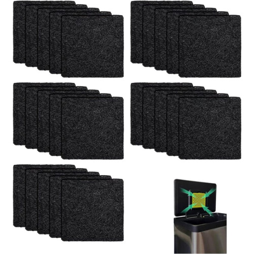 25 Pack Trash Can Odor Absorbing Filter Refills for EKO Garbage Cans and Compost Bin, Activated Charcoal Deodorizer