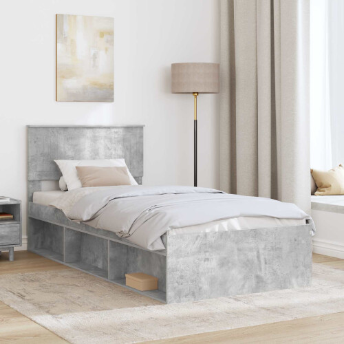 VidaXL vidaXL Bed Frame Concerte Grey 90 x 190 cm Solid Pine Wood 1