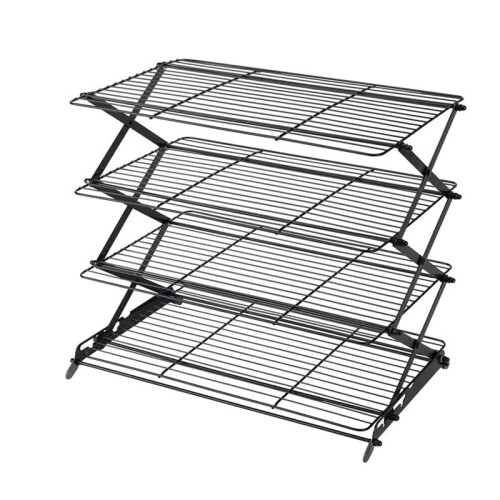 4-Tier Upgraded Foldable Cooling Rack Stackable Roasting Cooking Drying Wire Cooling Rack for Cookies Baking