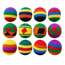 12PCS Knitted Footbags Colorful Crochet Foot Bag Kick Balls for Juggling Practice Indoor Outdoor Games Group