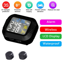 2X Waterproof Motorcycle Real Tire Pressure Monitoring System External Sensor Wireless LCD Display Moto TPMS
