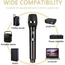 Wireless Microphone with Rechargeable Receiver,UHF Karaoke Set Microphone for Singing,DJ Party,Church Speech,Home KTV
