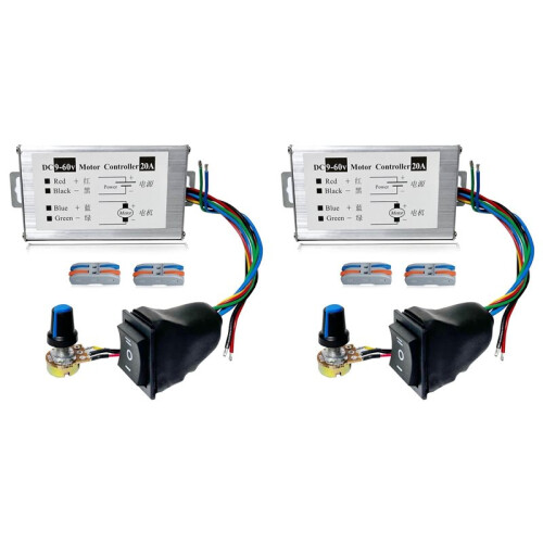 2X  Motor Speed Controller, 12V 24V 36V 48V 60V Motor Pulse Width Modulator Regulator with CW/CCW