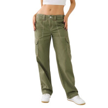 (25R, Kalamata) True Religion Womens/Ladies Military Wide Leg Oversized Cargo Trousers
