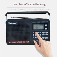 Pobnze FM SW Elder Radio MP3 Radio Portable Digital Display 21 Band Radio Receiver Speaker LED Strong Flashlight USB Charging