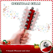 4 Pcs Christmas Bells Wooden Handle Jingle Bells Instrument Musical Hand Bell Musical Percussion Instrument