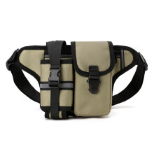 Waterproof Nylon Hiking Fanny Pack Sports Bum Bag with Bottle Holder Phone Sport Belt Waist Bags Khaki