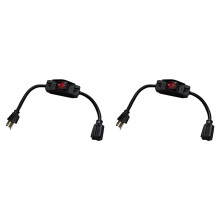 3 Prong Extension Cord with Waterproof , 1875W Heavy Duty Extension Cord with , 14AWG 1.5FT, 2 Pack US Plug