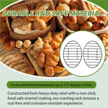 2 Pack Oval Roasting Rack - 12 Inch Black Cooling Rack with Integrated Feet,Nonstick -for Roasting Pan,Great for Basting