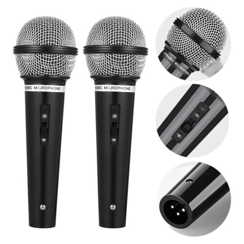 2PCS Microphone Prop, Plastic Pretend  Microphone for Music Birthday Costume