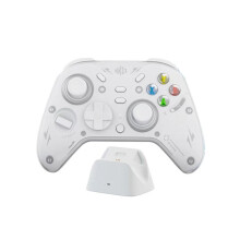 Wireless Game Controllers Tri Mode Gamepad Hall-Effect Linear Joystick 1000Hz Gamepads with Base White
