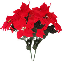Flores Artificiales Poinsettia Set 2 Piezas Decorativas Navideñas Rojas — adornos navidad, decoracion mesa