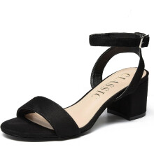 Damen-Sandalen mit Blockabsatz Elegant Bequem Sommer Schwarz 36 — damen sandalen schwarz, sandalen mit blockabsatz